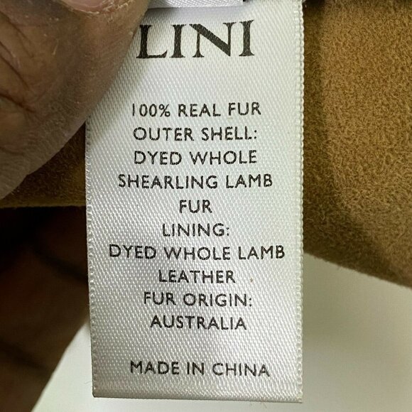 LINI‎ Womens Victoria Shearling Long Sleeve Reverse Collared Lamb Coat SZ S - Picture 8 of 10